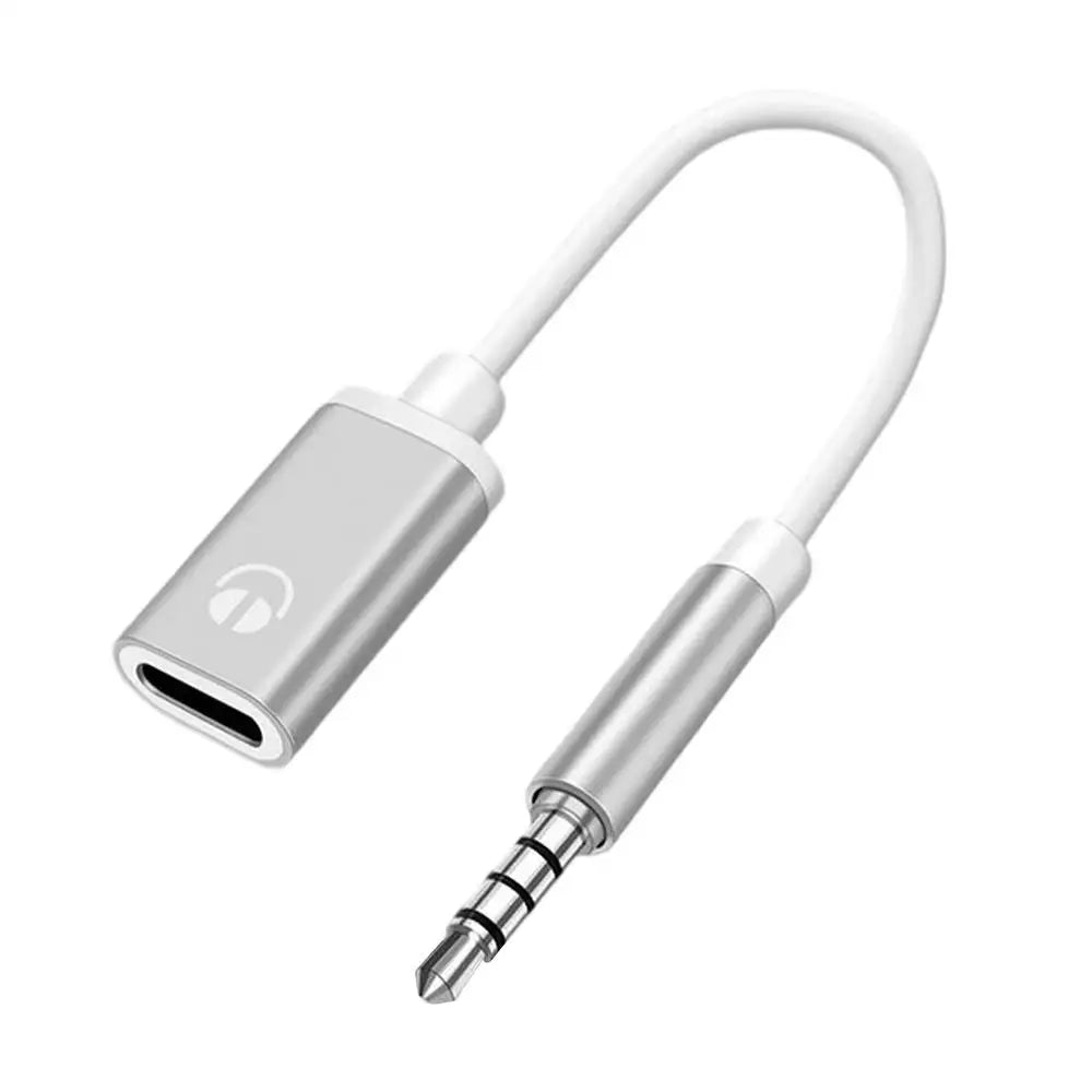 USB-C to 3.5mm Audio Adapter Cable | Stereo Headphone Cord Audio Adapter Cable Qme Silver