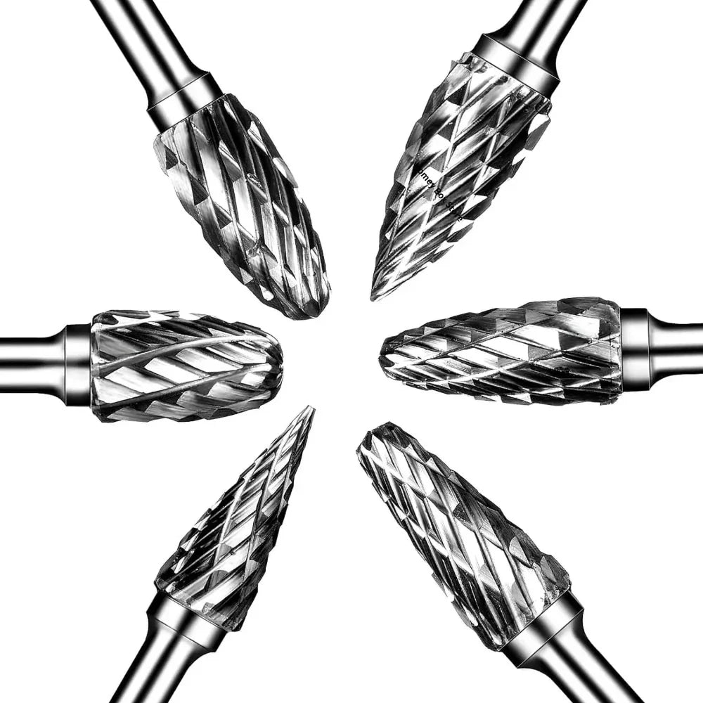 Double Cut Carbide Burr Bits 3mm Shank – 10-Pc Rotary Set Rotary Tool Bits Qme