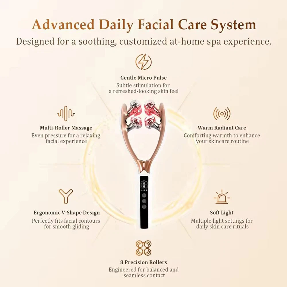 RF EMS Microcurrent Face Roller – Lifting & Firming Device Facial Massager Device Qst