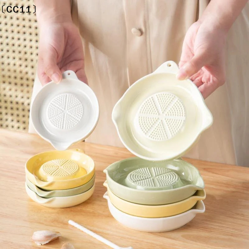 Ceramic Garlic Ginger Grater Plate | Porcelain Grinder with Spout Ceramic Grater Plate Qme