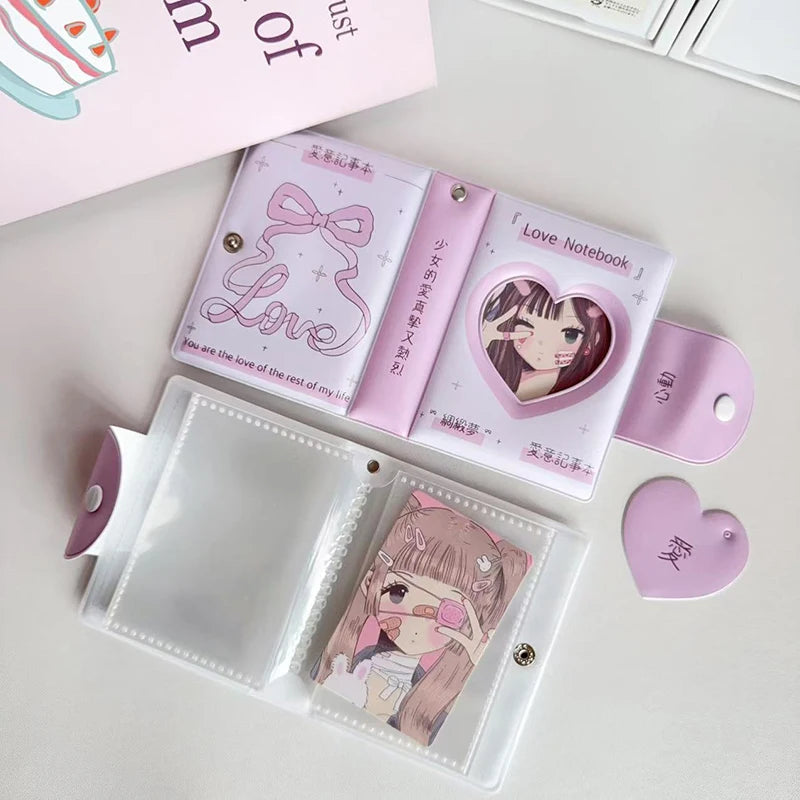 Water-Resistant 3-Inch Photocard Binder – 32-Pocket Heart Holder Photocard Collector Binder Qst