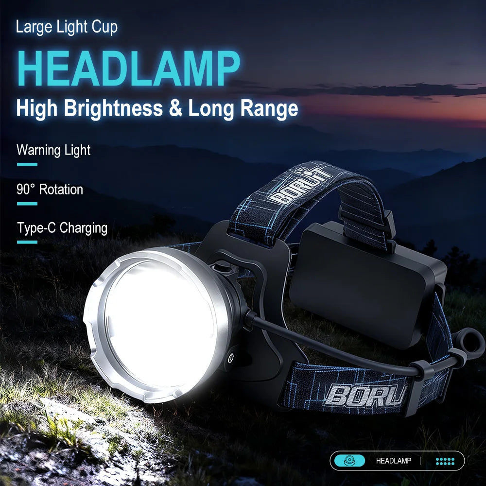 BORUiT B10 3800LM LED Headlamp – Type-C Rechargeable LED Headlamp Qst