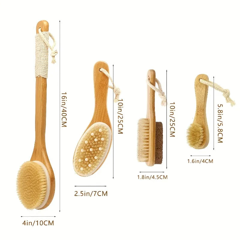 Natural Boar Bristle Dry Body Brush with Bamboo Handle Dry Body Brush Qme