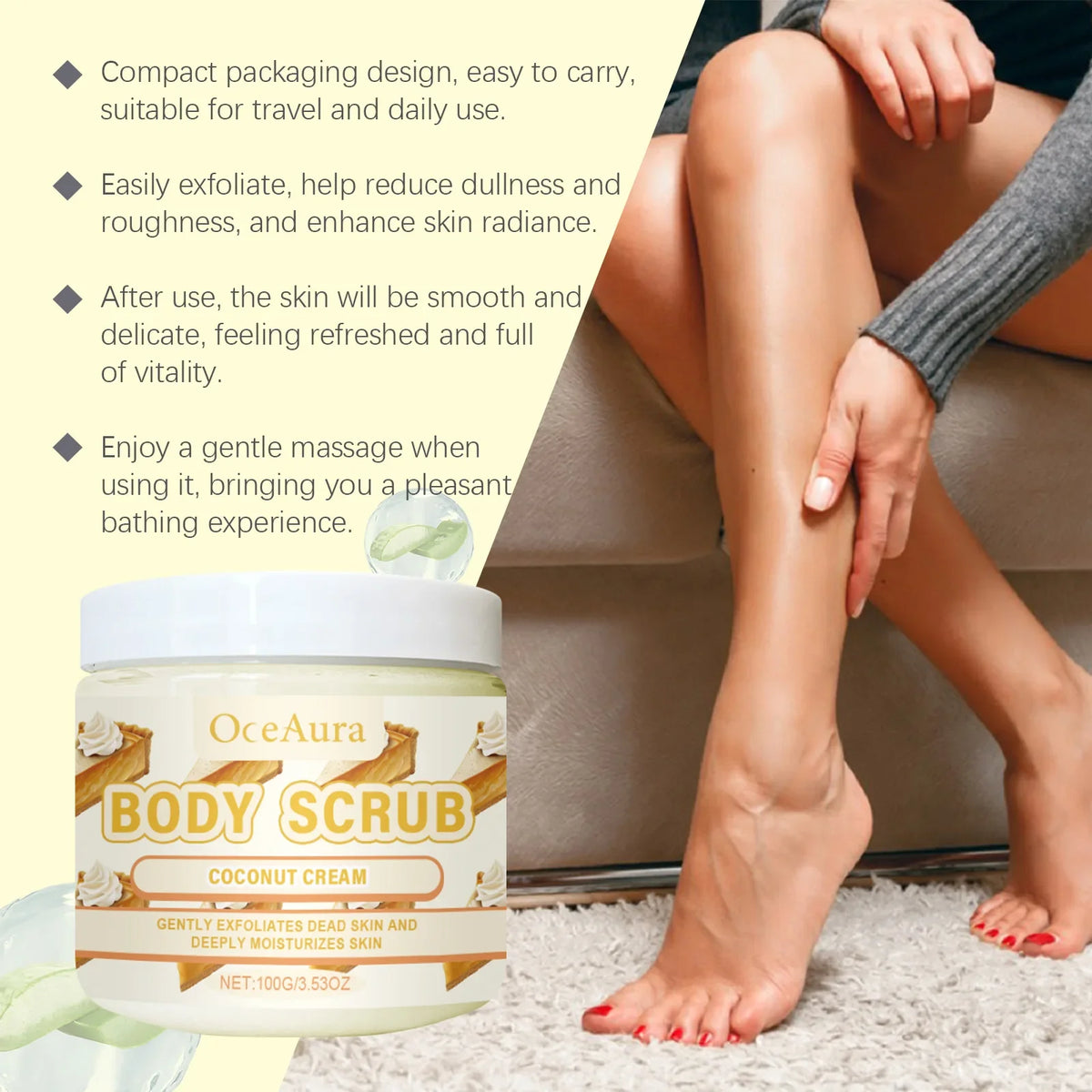 Qme Body Scrub Cream – Exfoliating & Brightening Bath Scrub Exfoliating Body Scrub Qme