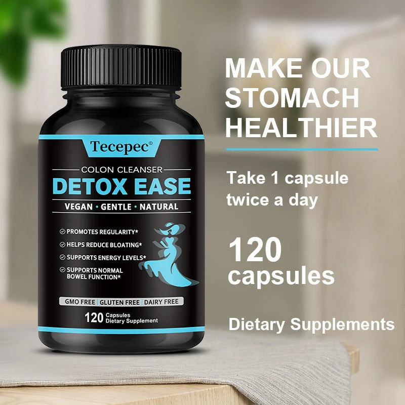Tecepec Colon Cleanser Capsules – Vegan Fiber & Probiotics Digestive Supplement Qst
