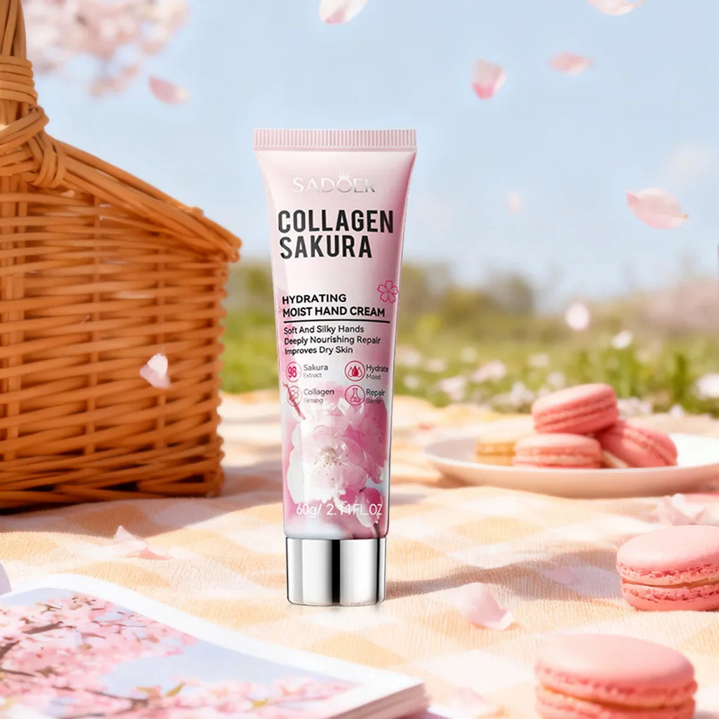 Collagen Cherry Blossom Hand Cream – Deep Moisturizing, Smooth Skin Moisturizing Hand Cream Qme