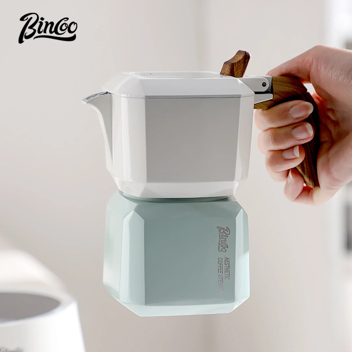 Bincoo Dual Valve Square Moka Pot – Aluminum Coffee Maker Stovetop Moka Pot Qst
