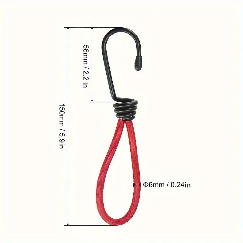 Heavy-Duty Elastic Bungee Cords Iron Spiral Hooks – 4pcs Bungee Cord Set Qme