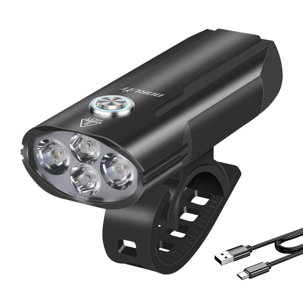 BORUiT LED Bike Light IP67 Waterproof USB-C Rechargeable 1190lm Bicycle Headlight Qst LD14