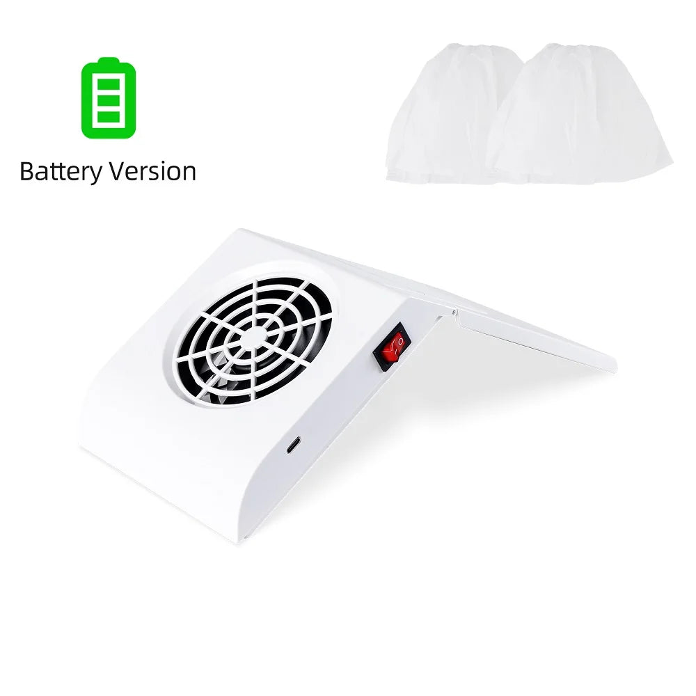 Wireless Foldable Nail Dust Collector – Rechargeable Mini Vacuum Nail Dust Collector Qst Battery-White