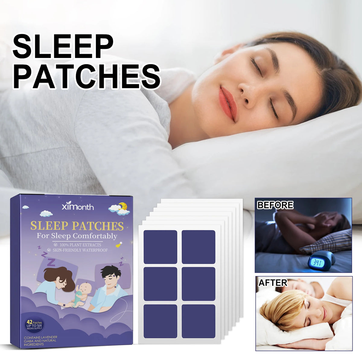 Relaxing Sleep Patches – Soothing Plant-Based Stickers, 42 ct Sleep Aid Patch Qst