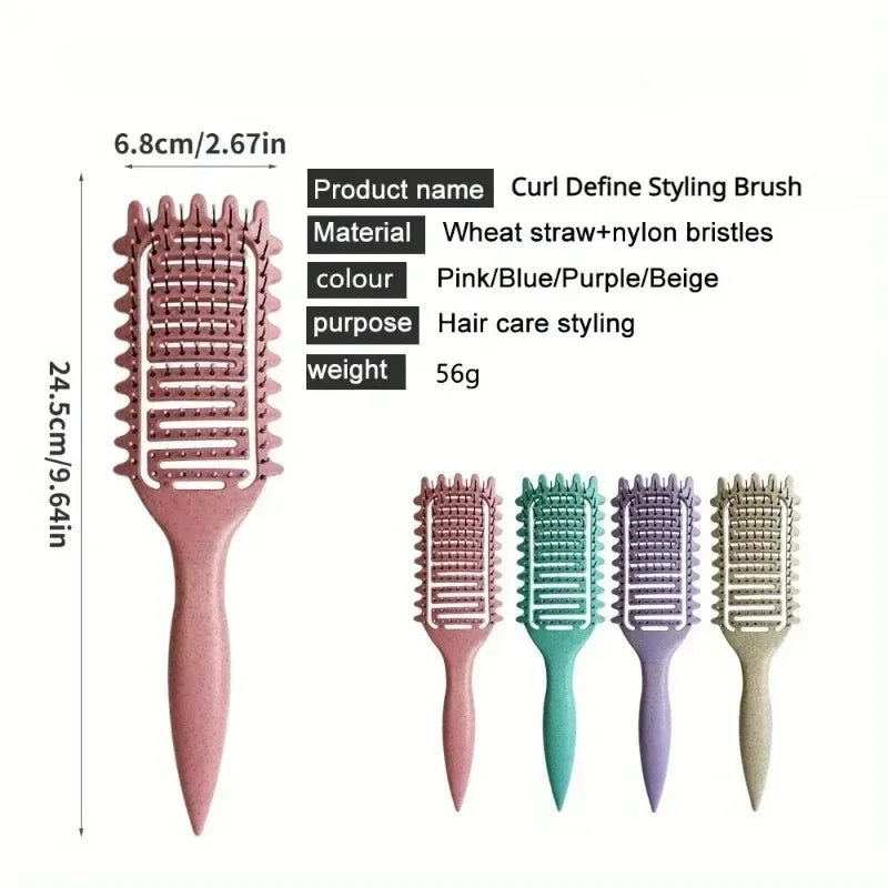 Curl Define Detangling Hair Brush – Hollow Vented Styling Curl Styling Brush Qme