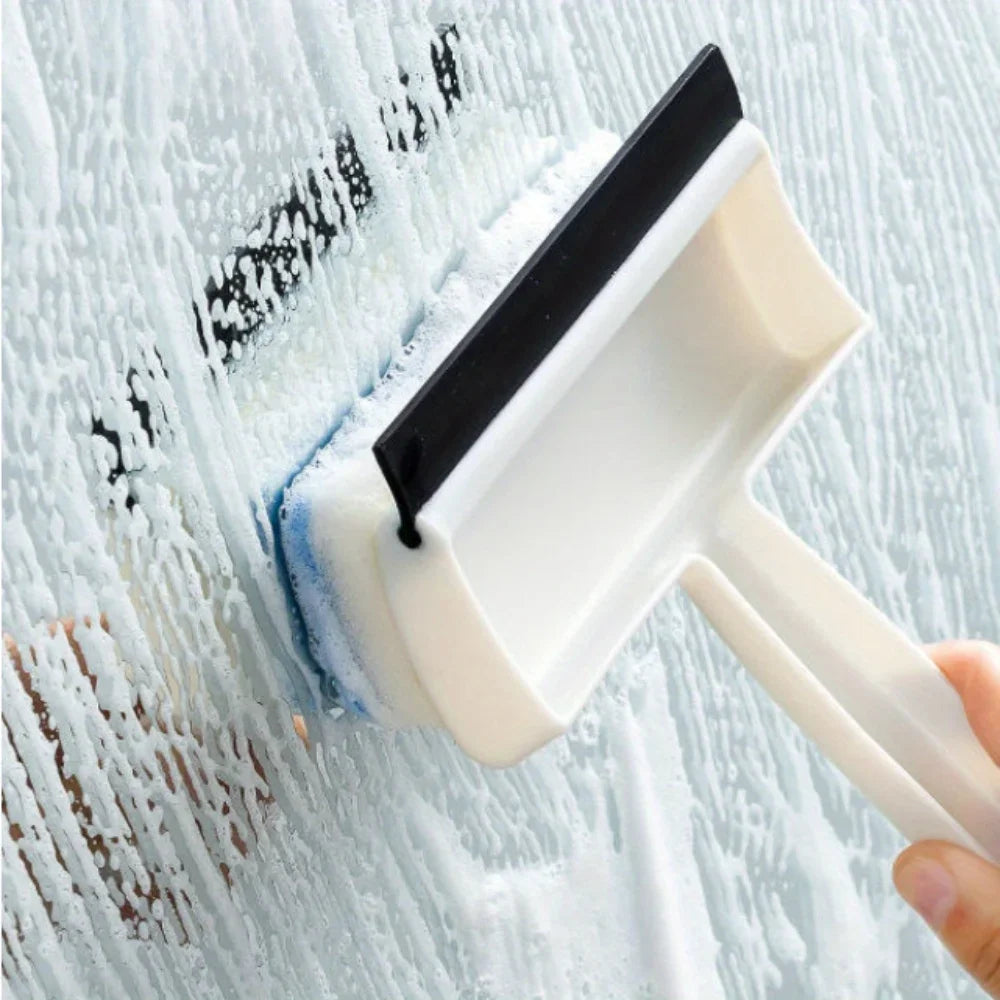 2-in-1 Bathroom Glass Scraper & Cleaning Brush | Double-Sided Glass Scraper Brush Qme