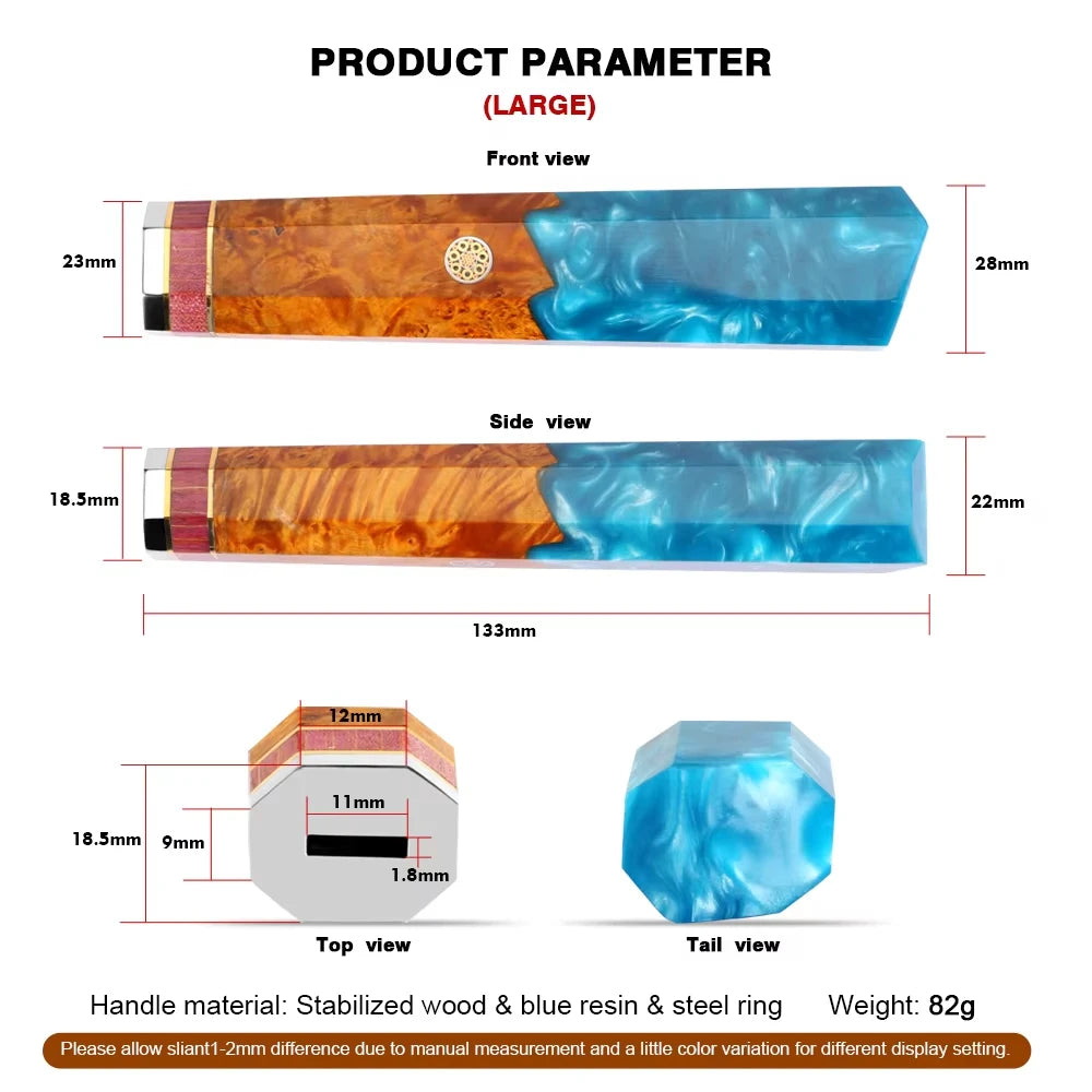 XITUO Octagonal Blue Resin Stabilized Wood Knife Handle Blank Knife Handle Blank Qst DIY Handle
