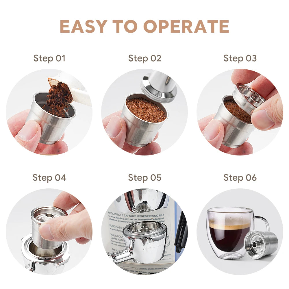 Reusable Stainless Steel Capsules for Illy X7 Y3 Y5 Espresso Reusable Coffee Capsule Qst