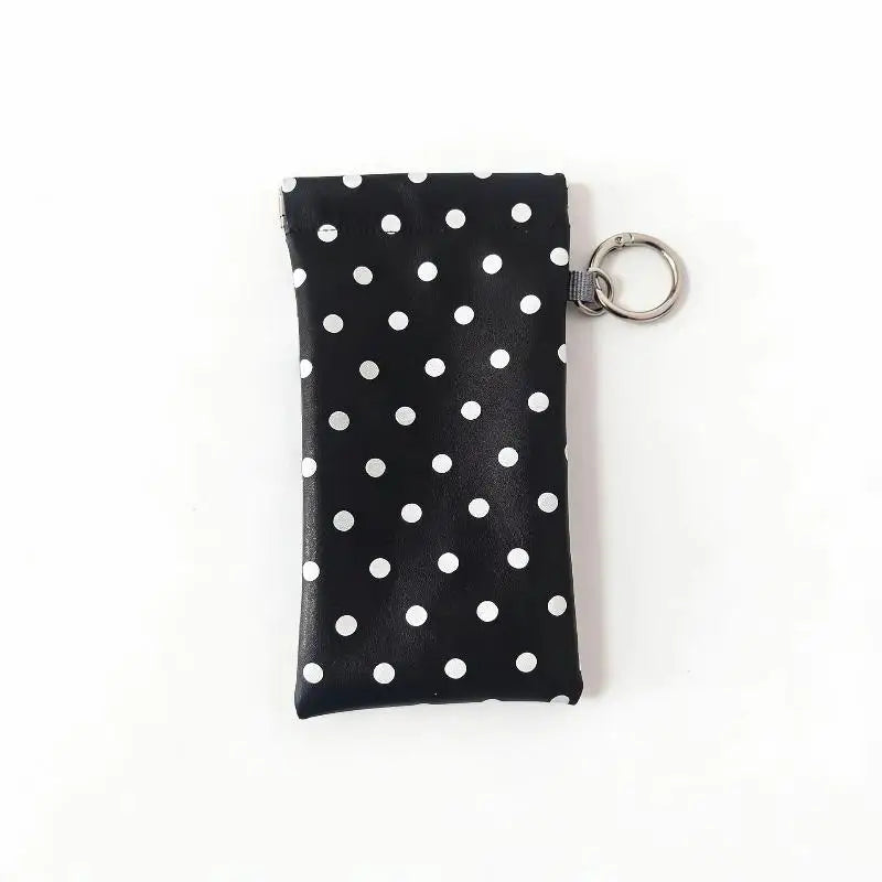 PU Leather Glasses Case – Spring Auto-Close & Keyring Clip Eyeglass Case Qst Black