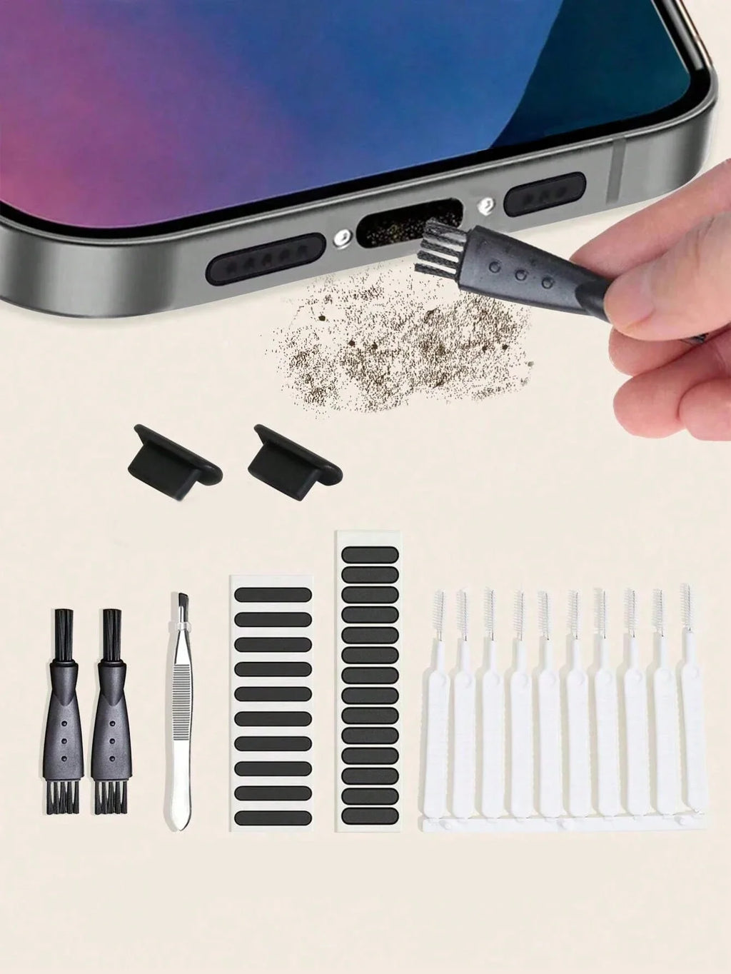 8-Piece Phone Charging Port & Speaker Cleaning Brush Kit Phone Cleaning Kit Qme 8pcs