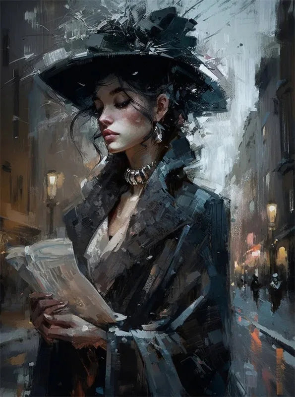 Woman Reading Retro Canvas Print – Lady Portrait Wall Art Décor Canvas Wall Art Qst 7 20x30cm Unframed