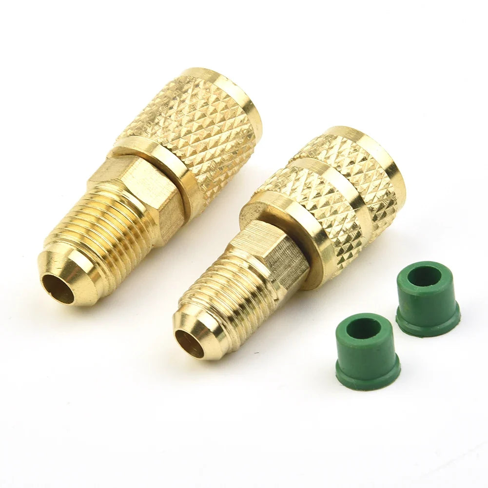 R410a Brass Vacuum Pump Adapter 5/16 SAE to 1/4 SAE Quick Coupler HVAC Fitting Adapter Qme