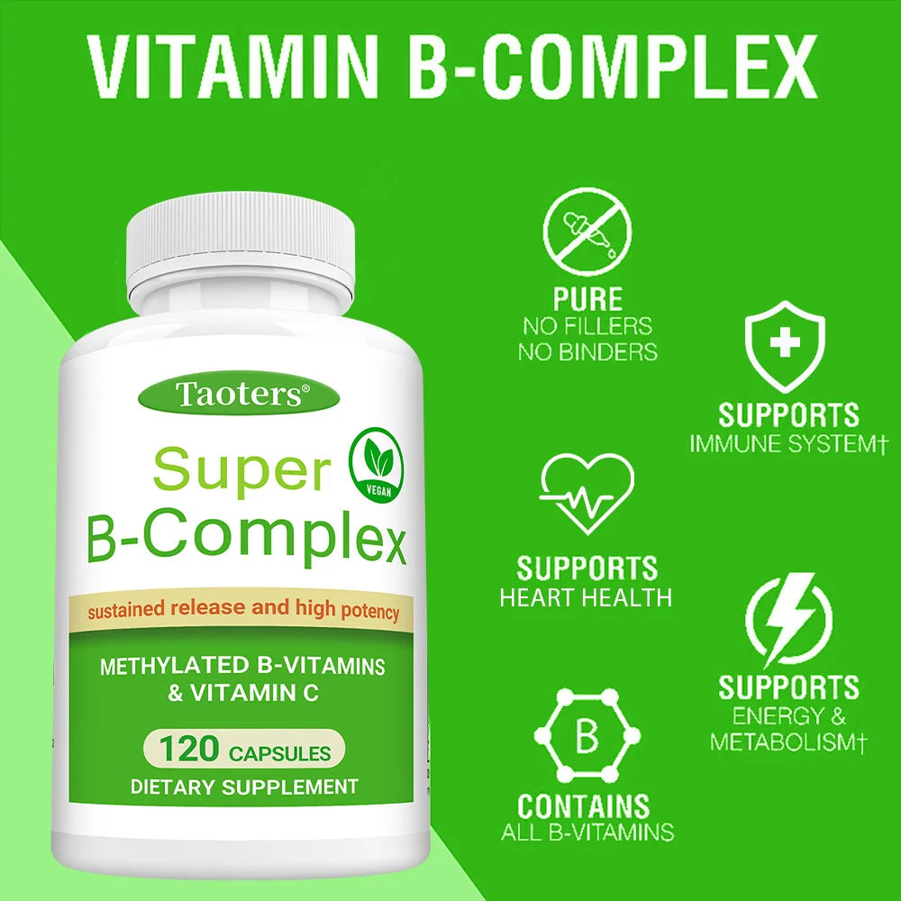 Super B-Complex Methylated Sustained Release + Vitamin C Vegan B-Complex Supplement Qst
