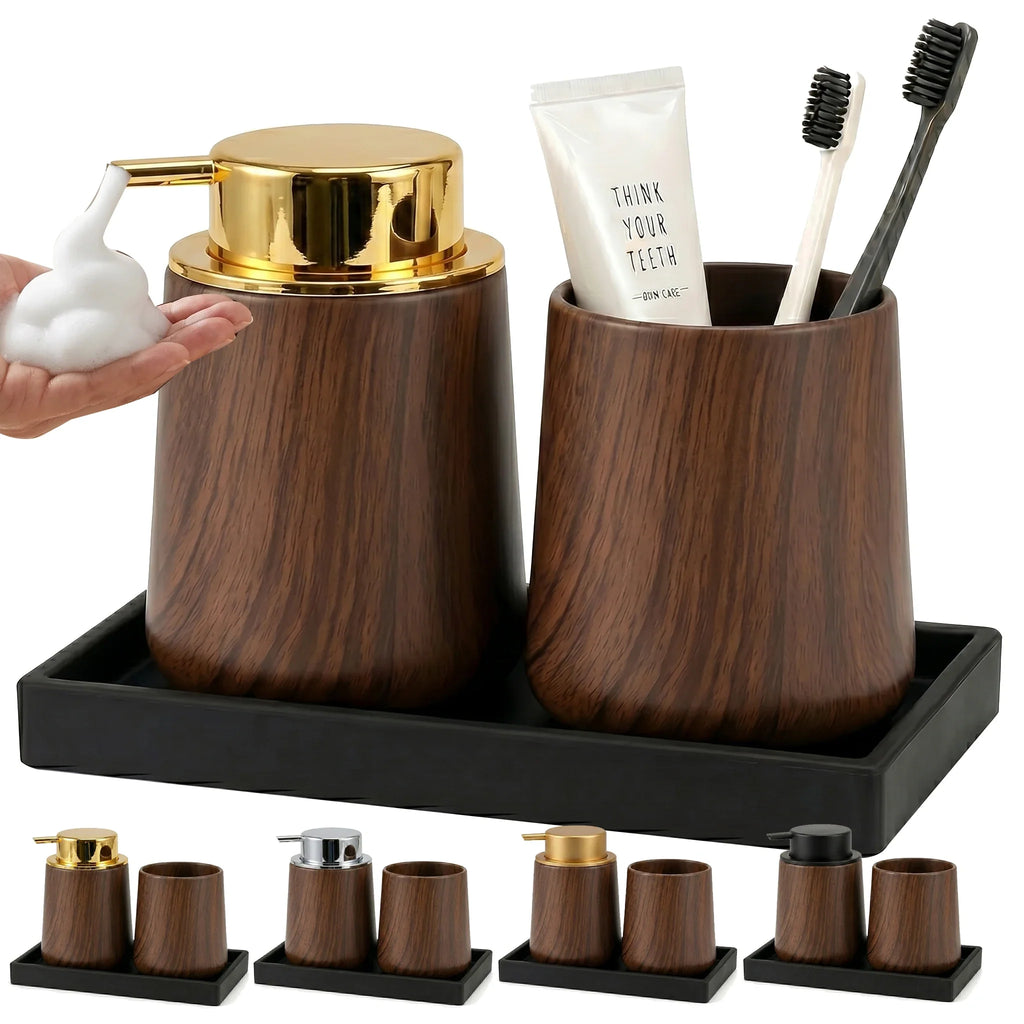 Bathroom Countertop Organizer Set – Soap Dispenser & Storage Bathroom Organizer Set Qme