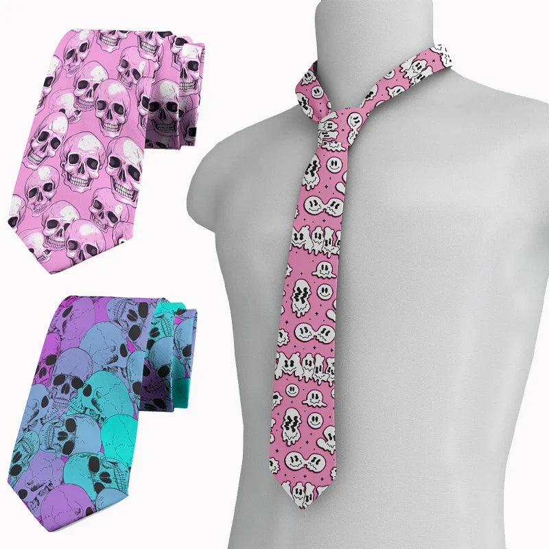 Funny Skeleton 3D Print Necktie – Unisex Novelty Tie Novelty Necktie Qme