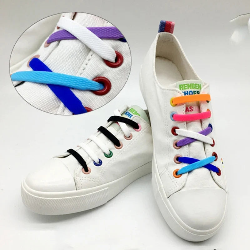Silicone No-Tie Elastic Shoelaces – Kids, Women & Men Elastic Shoelaces Qme