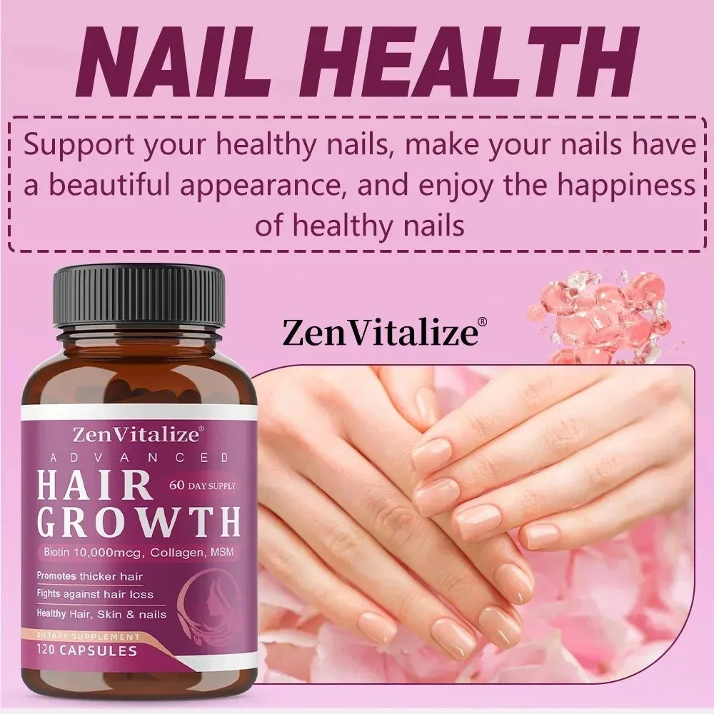 ZENVITALIZE Biotin & Collagen Hair Growth Supplements – Unisex Hair Growth Supplement Qst