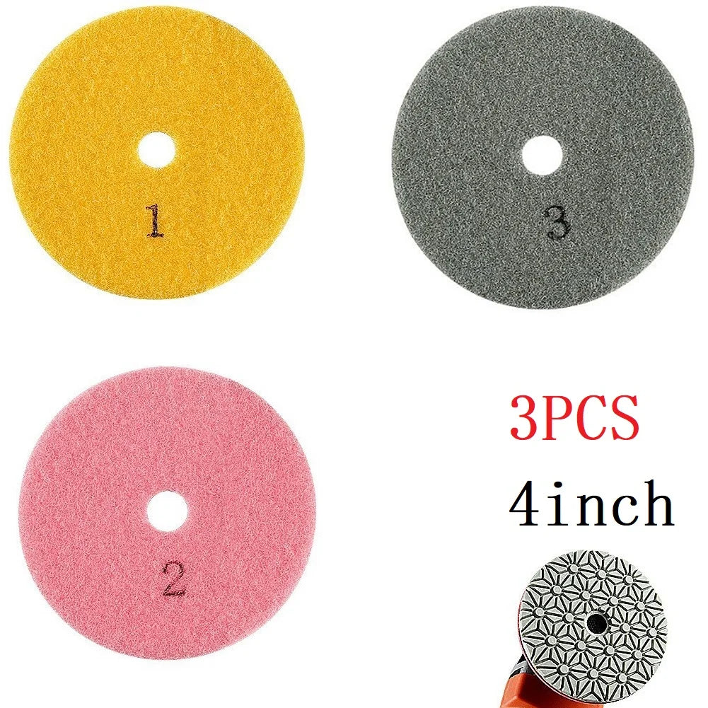 3-Step 4" Polishing Pads for Granite Marble Stone Concrete Stone Polishing Pads Qme Default Title