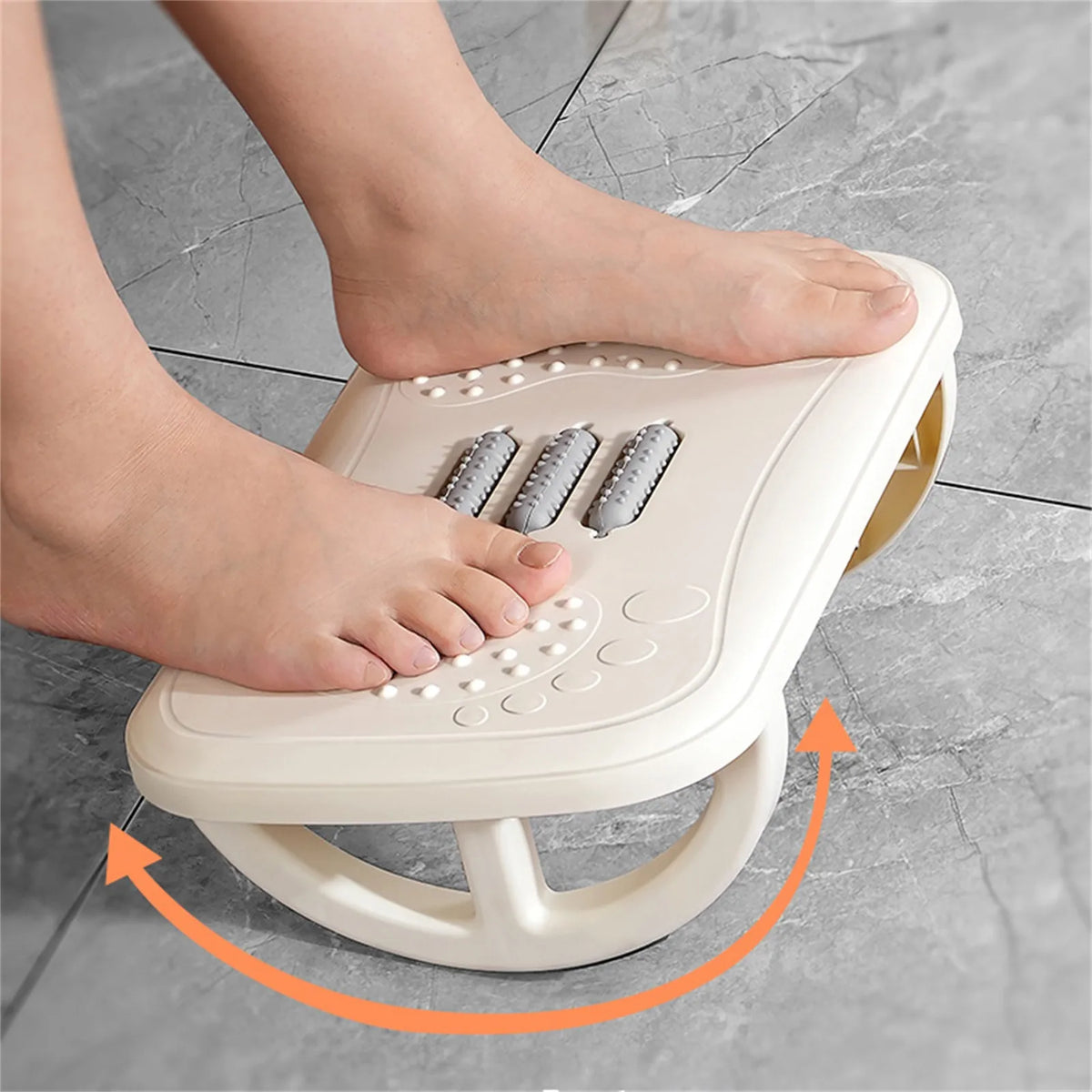 Rocking Under-Desk Footrest with Massage Rollers | Anti-Slip Ergonomic Footrest Qme