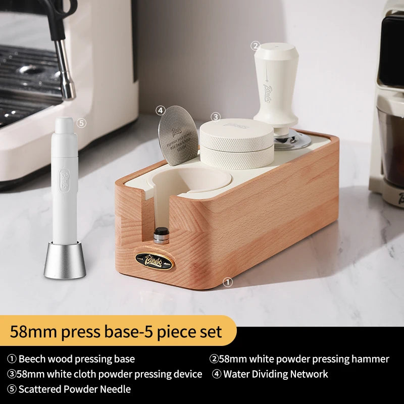 Bincoo 51/53/58mm Coffee Tamper Station – Beechwood Base Coffee Tamper Station Qst 58mm 5pcs set