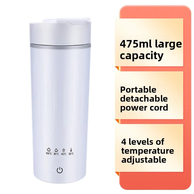HAOYUNMA 220V Portable Mini Electric Kettle Auto Keep Warm Electric Travel Kettle Qst Neutral white US