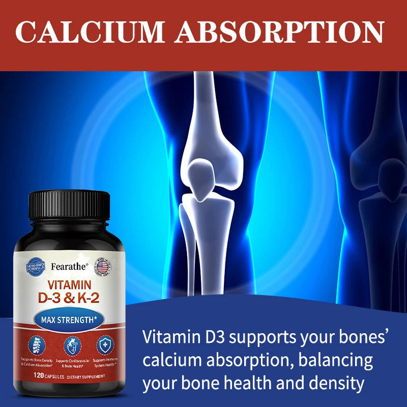 Vitamin D3 2000IU + K2 MK-7 75mcg Capsules | Non-GMO Daily Vitamin Supplement Qst