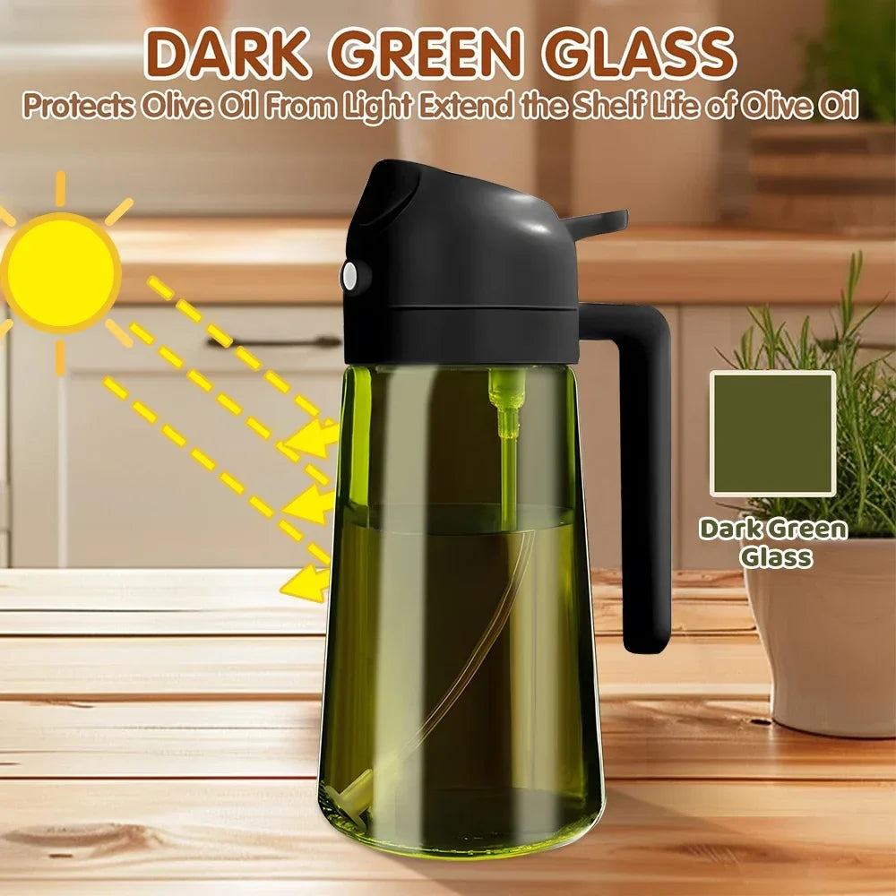 Dark Glass Olive Oil Sprayer & Dispenser Bottle 470ml Oil Sprayer Bottle Qme