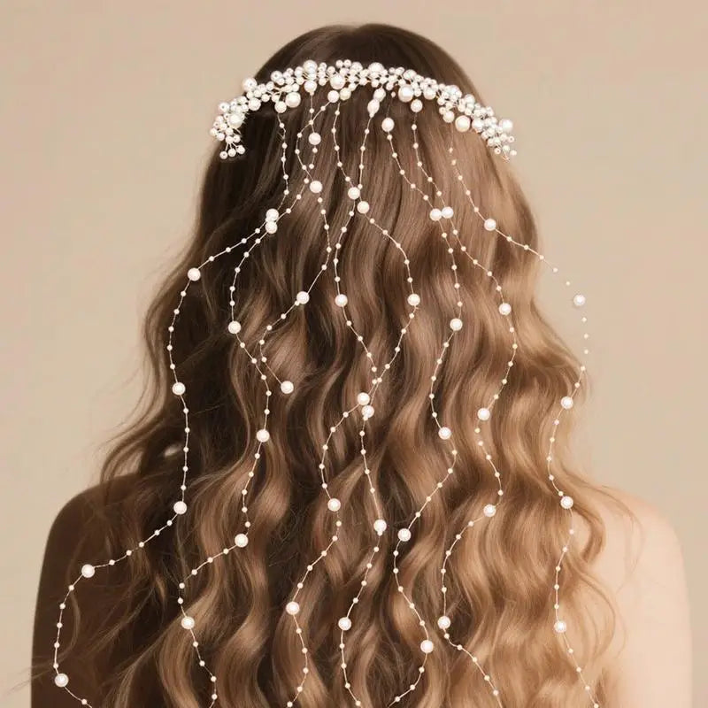 Pearl Hair Comb Bridal Headpiece with Bead Tassel Bridal Hair Comb Qme