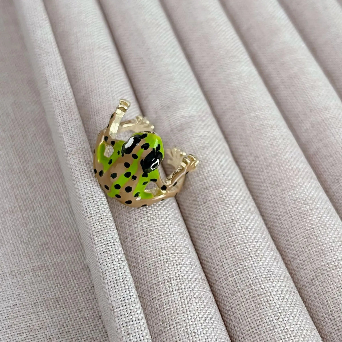 Cute Tree Frog Adjustable Open Ring – Novelty Metal Jewelry Novelty Animal Ring Qme