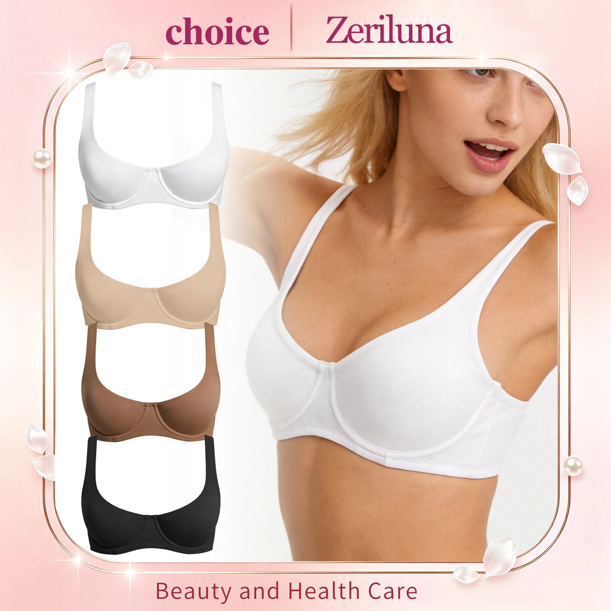 Zeriluna Underwire Seamless Unpadded Bra – Wide Strap T-Shirt Bra Underwire Seamless Bra Qst