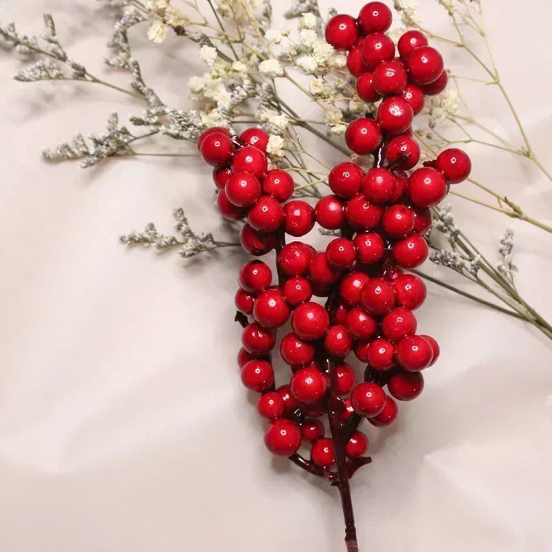 Christmas Artificial Red Berry Holly Branch Fake Flowers Artificial Berry Branch Qme