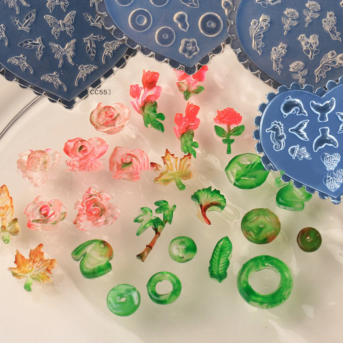 Heart Rose Butterfly Silicone Nail Art Stamping Mold – DIY Design Nail Art Mold Qst