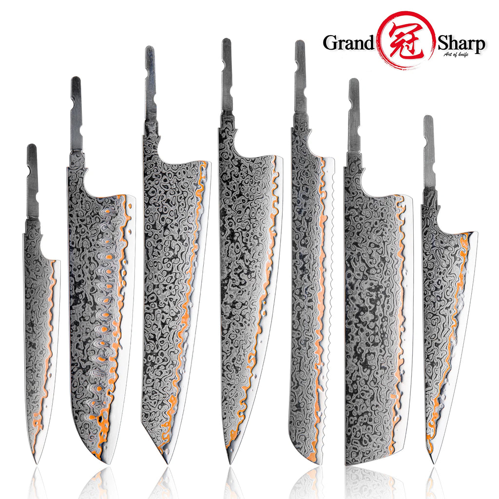 Grandsharp 55-Layer Damascus Steel DIY Knife Blades – 1–7 Pcs DIY Knife Blade Qst
