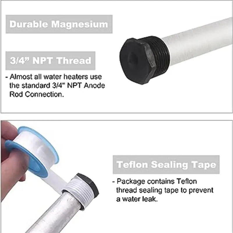 Magnesium Anode Rod 3/4 NPT 4-Section Water Heater – B15C Water Heater Anode Rod Qst