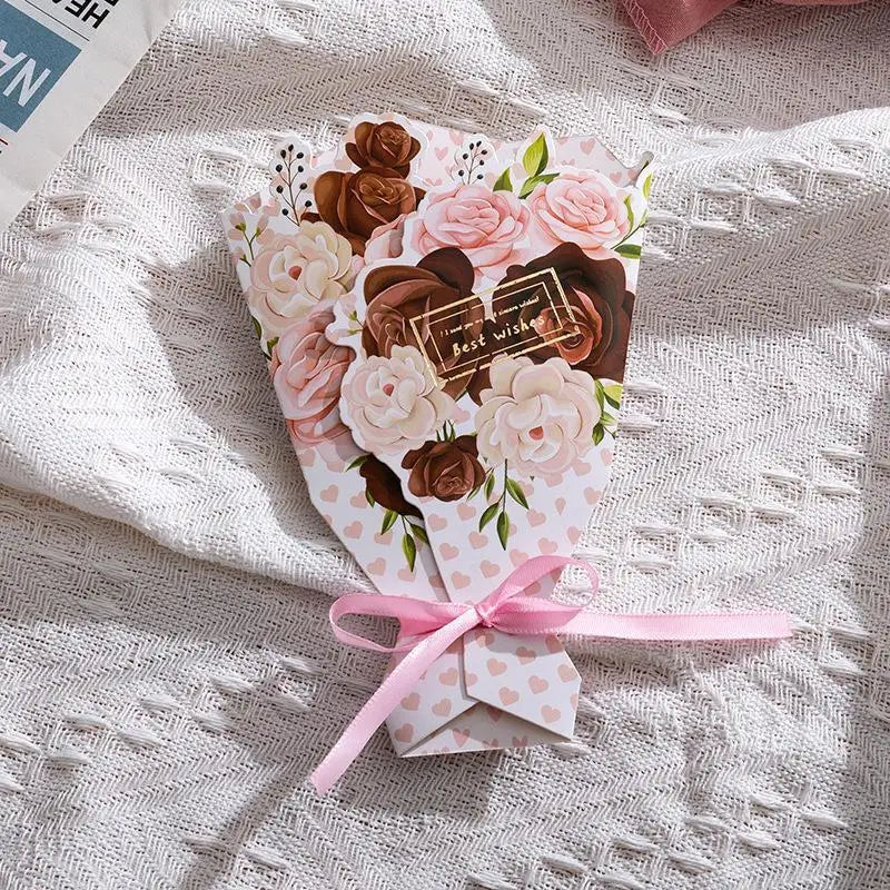 3D Bouquet Bow Greeting Card – Valentine's Day & Wedding Greeting Card Qme Ro Bl