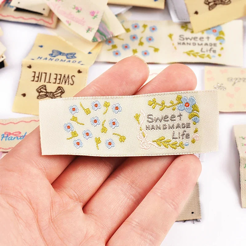 20-Pack Bow & Flower Cloth Labels for DIY Clothing & Bags DIY Sewing Labels Qme