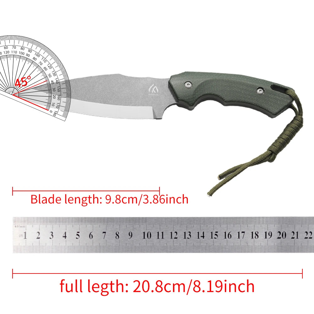 HUANGFU Full Tang Fixed Blade Outdoor Knife with Sheath Fixed Blade Knife Qst