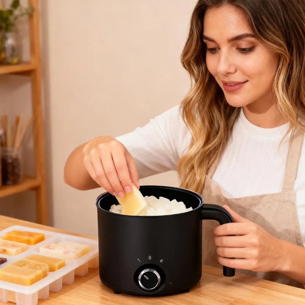 Electric Candle Wax Melting Pot 1.5L Large Non-Stick Steel Wax Melting Pot Qme