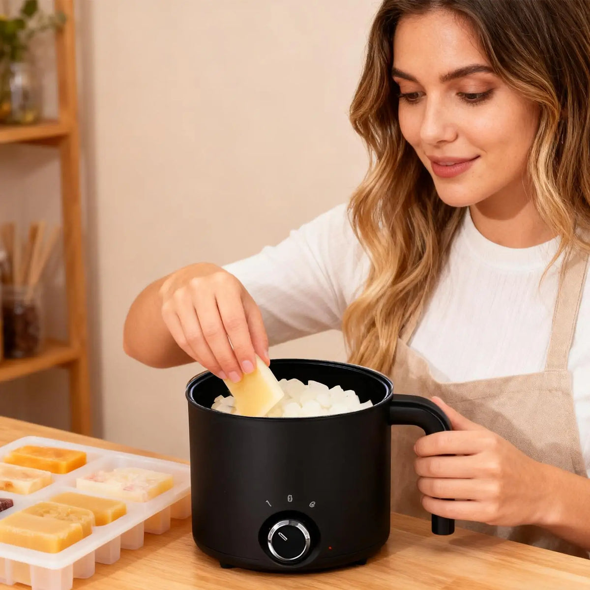 Electric Candle Wax Melting Pot 1.5L Large Non-Stick Steel Wax Melting Pot Qme