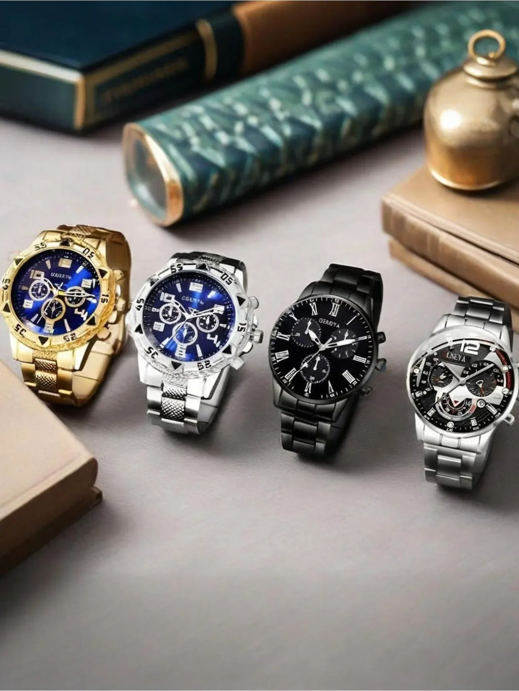 Men's 4-Piece Quartz Watch Set – Versatile & Stylish Men's Watch Set Qme