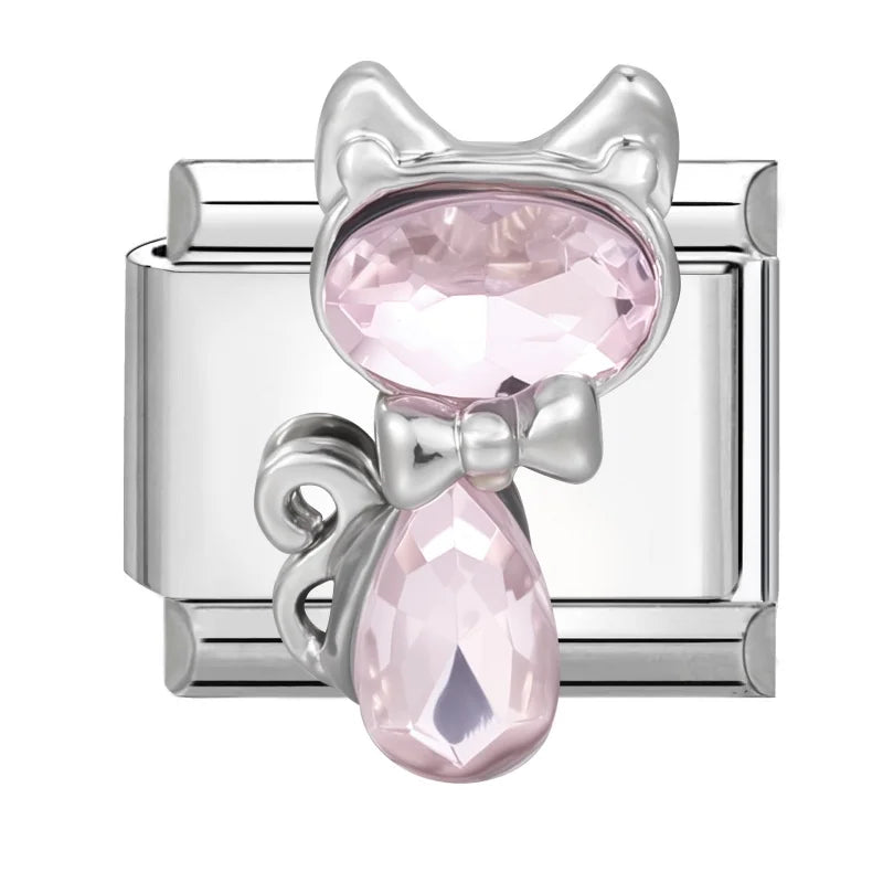Zircon Italian Charm Links – Bow Knot Floral Heart Butterfly Italian Charm Links Qme Style 24