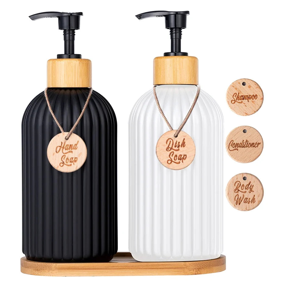 Bamboo Pump Refillable Soap Dispenser 500ml – 5 Colors Soap Dispenser Qme