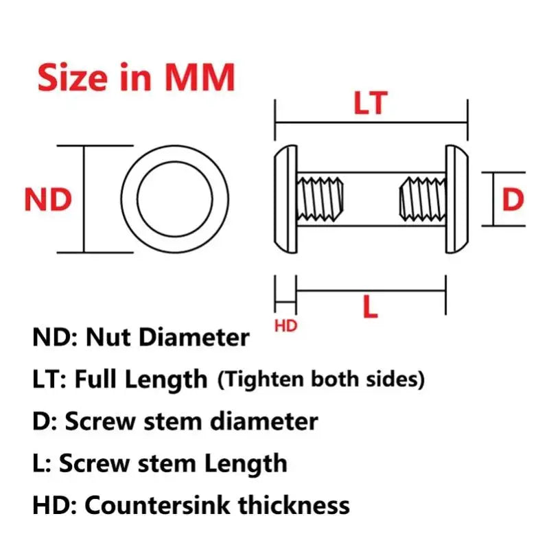 Swayboo Knife Handle Rivet Screws Hex Umbrella 5MM 6MM Steel Knife Handle Screws Qst